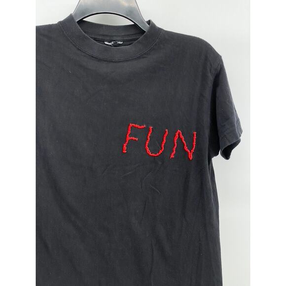 UNBRANDED Men's Black-Red Embroidered Crewneck Short Sleeve Casual T-Shirt SZ S - Picture 3 of 9